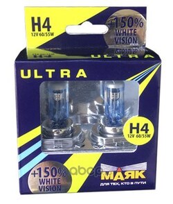 Лампа 12v h4 60 55w +150% ultra 2 шт. комплект (арт. 82420WV150NEW)